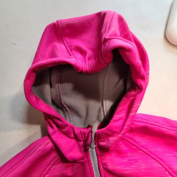 Reebok Bright Pink Hooded Fleece Lined Zip up Coat Jacket Girls L 14/16 2604 - Picture 10 of 14